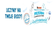 Na ilustracji logo kinder oraz informacje na temat konkursu.